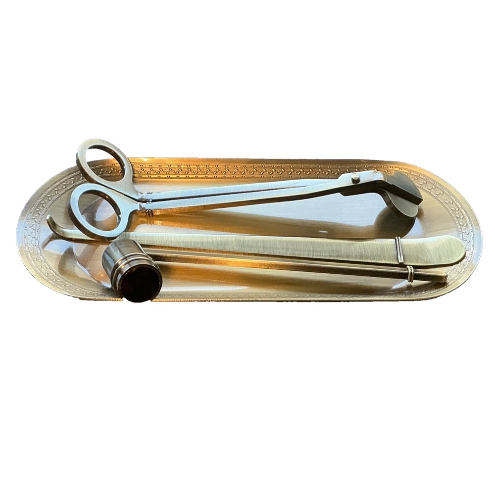 4PSC/Set Stainless Steel Candle Wick Trimmer Scissors Cutter Snuffers Tray